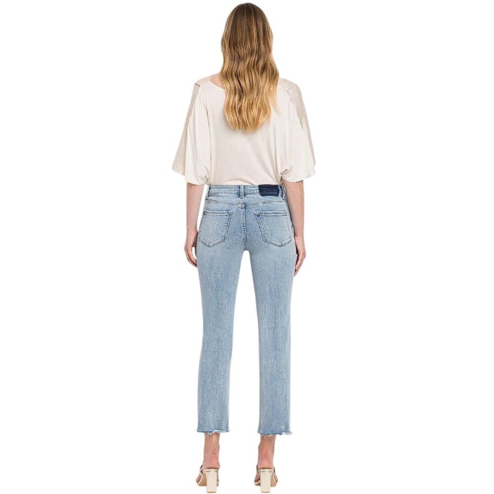 FLYING MONKEY Women's Polite High Rise Crop Straight Jeans Size 26 In Light - Picture 2 of 13
